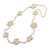 Off White Floral Crochet and Glass Bead Long Necklace - 80cm Long - view 5
