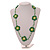 Handmade Gree/Olive/White Floral Crochet Green/White Glass Bead Long Necklace/ Lightweight - 100cm Long - view 3