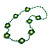 Handmade Gree/Olive/White Floral Crochet Green/White Glass Bead Long Necklace/ Lightweight - 100cm Long - view 2