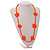 Handmade Floral Crochet Glass Bead Long Necklace in Orange/ Lightweight - 96cm Long - view 3
