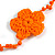 Handmade Floral Crochet Glass Bead Long Necklace in Orange/ Lightweight - 96cm Long - view 5