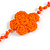 Handmade Floral Crochet Glass Bead Long Necklace in Orange/ Lightweight - 96cm Long - view 6