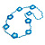 Handmade Light Blue/Aqua/White Floral Crochet Sky Blue/White Glass Bead Long Necklace/ Lightweight - 100cm Long - view 4