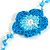 Handmade Light Blue/Aqua/White Floral Crochet Sky Blue/White Glass Bead Long Necklace/ Lightweight - 100cm Long - view 6