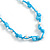Handmade Light Blue/Aqua/White Floral Crochet Sky Blue/White Glass Bead Long Necklace/ Lightweight - 100cm Long - view 7