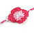 Handmade Raspberry/Baby Pink/White Floral Crochet Light Pink/White Glass Bead Long Necklace/ Lightweight - 100cm Long - view 6