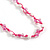 Handmade Raspberry/Baby Pink/White Floral Crochet Light Pink/White Glass Bead Long Necklace/ Lightweight - 100cm Long - view 7