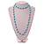 10mm D/ Solid Glass and Faux Pearl Bead Long Necklace (Light Blue) - 108cm Long (Natural Irregularities) - view 3