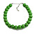 20mm D/Chunky Green Polished Wood Bead Necklace in Silver Tone - 44cm L/10cm Ext