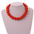 20mm D/Chunky Orange Polished Wood Bead Necklace in Silver Tone - 44cm L/10cm Ext - view 3