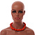 20mm D/Chunky Orange Polished Wood Bead Necklace in Silver Tone - 44cm L/10cm Ext - view 4