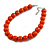 20mm D/Chunky Orange Polished Wood Bead Necklace in Silver Tone - 44cm L/10cm Ext - view 2