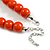 20mm D/Chunky Orange Polished Wood Bead Necklace in Silver Tone - 44cm L/10cm Ext - view 7