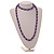 10mm D/ Solid Glass and Faux Pearl Bead Long Necklace (Purple/Black Colours) - 108cm Long (Natural Irregularities) - view 3