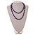10mm D/ Solid Glass and Faux Pearl Bead Long Necklace (Purple/Black Colours) - 108cm Long (Natural Irregularities) - view 4