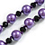 10mm D/ Solid Glass and Faux Pearl Bead Long Necklace (Purple/Black Colours) - 108cm Long (Natural Irregularities) - view 6