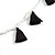 Boho Style White Glass Bead with Black Cotton Tassel Long Necklace - 96cm L - view 4