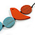 Orange/Sky Blue/Dark Blue Wooden Coin Bead and Bird Black Cotton Cord Long Necklace/ 96cm Max Length/ Adjustable - view 6