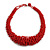 Graduated Chunky Red Glass Bead Short Necklace - 44cm L/ 3cm Ext