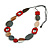 Red/Grey/White Geometric Wood Bead Cotton Cord Long Necklace - 120cm L/ Adjustable - view 2