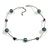 Stylish Blue Glass/ Shell Bead and Textured Metal Bar Necklace In Silver Tone - 41cm L/ 4cm Ex - view 2