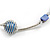 Stylish Blue Glass/ Shell Bead and Textured Metal Bar Necklace In Silver Tone - 41cm L/ 4cm Ex - view 4