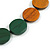 Orange/Green/Mint Wooden Coin Bead and Bird Black Cotton Cord Long Necklace/ 96cm Max Length/ Adjustable - view 9