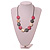 Grey/White/Pink Wood Coin Bead Grey Cotton Cord Necklace - 98cm L (Max Length) - view 3