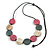 Grey/White/Pink Wood Coin Bead Grey Cotton Cord Necklace - 98cm L (Max Length) - view 2