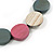 Grey/White/Pink Wood Coin Bead Grey Cotton Cord Necklace - 98cm L (Max Length) - view 5