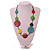 Multicoloured Round Wood Bead with Black Cotton Cord Necklace - 90cm Max/ Adjustable - view 3