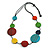 Multicoloured Round Wood Bead with Black Cotton Cord Necklace - 90cm Max/ Adjustable