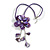 Large Shell Flower Pendant with Faux Leather Cord in Purple/44cm L/3cm Ext/15cm Pendant/Slight Variation In Colour/Size/Shape/Natural Irregularities - view 2