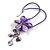 Large Shell Flower Pendant with Faux Leather Cord in Purple/44cm L/3cm Ext/15cm Pendant/Slight Variation In Colour/Size/Shape/Natural Irregularities - view 5