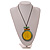 Mint/Yellow Large Round Wooden Geometric Pendant with Black Cotton Cord Necklace - 92cm L/ 10.5cm Pendant - Adjustable - view 3
