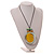 Mint/Yellow Large Round Wooden Geometric Pendant with Black Cotton Cord Necklace - 92cm L/ 10.5cm Pendant - Adjustable - view 4