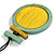 Mint/Yellow Large Round Wooden Geometric Pendant with Black Cotton Cord Necklace - 92cm L/ 10.5cm Pendant - Adjustable - view 6