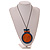 Blue/Orange Large Round Wooden Geometric Pendant with Black Cotton Cord Necklace - 92cm L/ 10.5cm Pendant - Adjustable - view 3