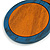 Blue/Orange Large Round Wooden Geometric Pendant with Black Cotton Cord Necklace - 92cm L/ 10.5cm Pendant - Adjustable - view 6