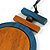 Blue/Orange Large Round Wooden Geometric Pendant with Black Cotton Cord Necklace - 92cm L/ 10.5cm Pendant - Adjustable - view 5