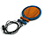 Blue/Orange Large Round Wooden Geometric Pendant with Black Cotton Cord Necklace - 92cm L/ 10.5cm Pendant - Adjustable - view 9