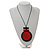 Black/Red Large Round Wooden Geometric Pendant with Black Cotton Cord Necklace - 92cm L/ 10.5cm Pendant - Adjustable - view 3