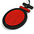 Black/Red Large Round Wooden Geometric Pendant with Black Cotton Cord Necklace - 92cm L/ 10.5cm Pendant - Adjustable - view 5