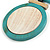 Turquoise/White Large Round Wooden Geometric Pendant with Black Cotton Cord Necklace - 92cm L/ 10.5cm Pendant - Adjustable - view 5