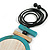 Turquoise/White Large Round Wooden Geometric Pendant with Black Cotton Cord Necklace - 92cm L/ 10.5cm Pendant - Adjustable - view 6