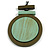 Mint/Olive Green Large Round Wooden Geometric Pendant with Black Cotton Cord Necklace - 92cm L/ 10.5cm Pendant - Adjustable - view 2