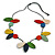 Multicoloured Oval/Round Wood Bead with Black Cotton Cord Long Necklace - 100cm L (Adjustable)