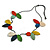 Multicoloured Oval/Round Wood Bead with Black Cotton Cord Long Necklace - 100cm L (Adjustable) - view 2