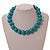 20mm D/Chunky Turquoise Coloured Polished Wood Bead Necklace in Silver Tone - 44cm L/10cm Ext - view 4