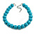 20mm D/Chunky Turquoise Coloured Polished Wood Bead Necklace in Silver Tone - 44cm L/10cm Ext - view 7